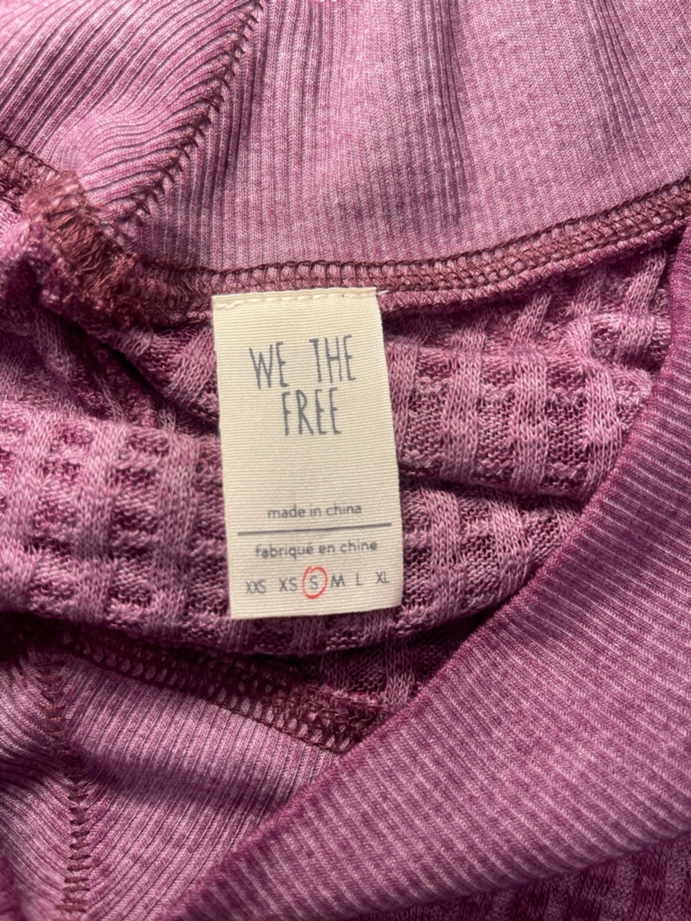 We The Free Women’s Waffle-Knit V-Neck Purple Top - Picture 12 of 16